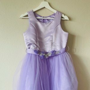 Purple dress with Rhinestone belt size 14